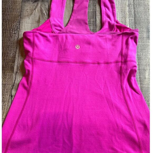 Lululemon Tank Top Magenta Scoop Mesh Racer T- Back Built in Shelf Bra | Size 6 - Picture 8 of 14